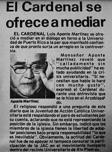 Newspaper clipping - Cardinal offers to mediate